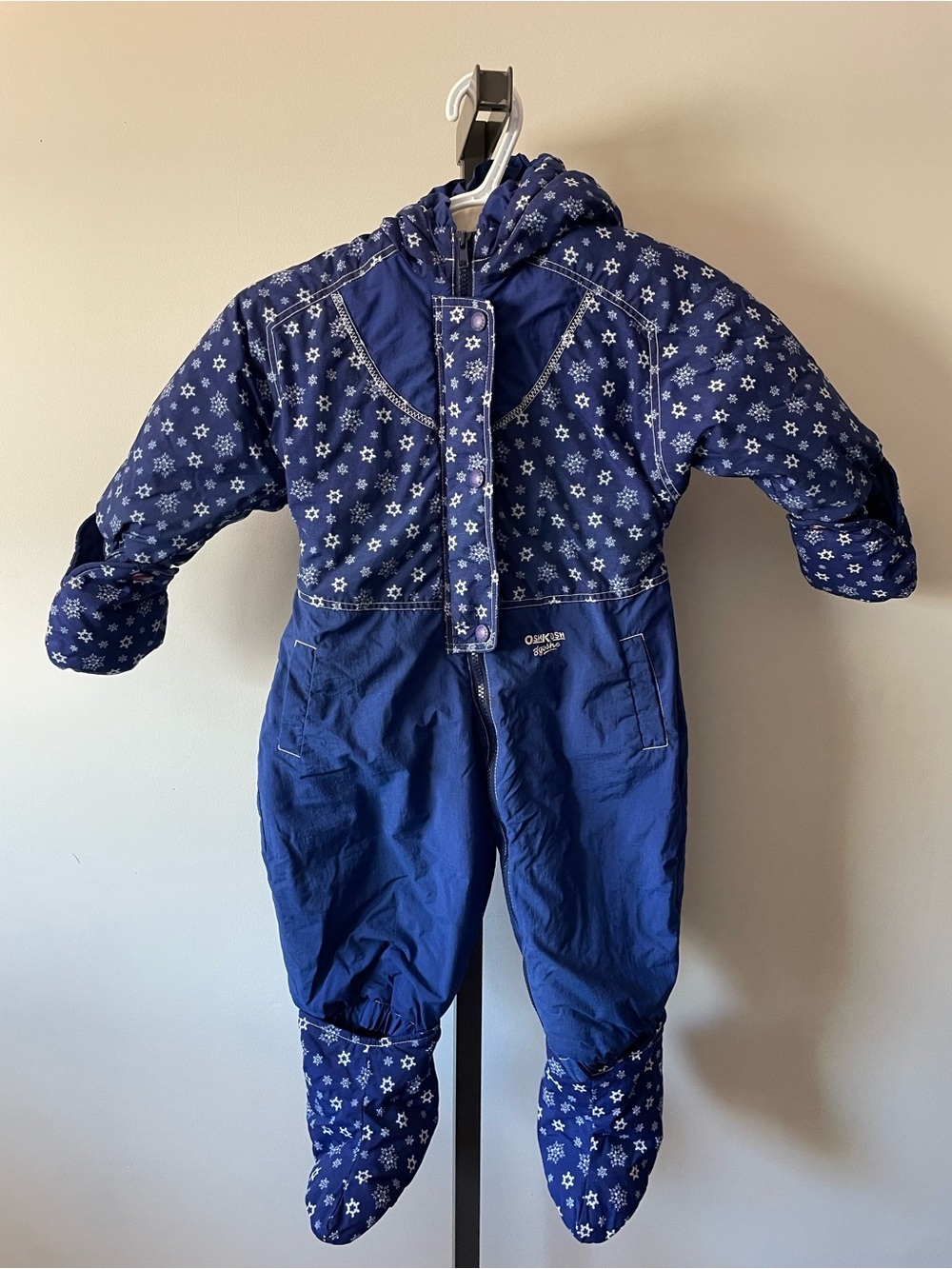 80s 90s Vintage Oshkosh Bgosh Snowsuit Full Set Snowflake Toddler 24 Months